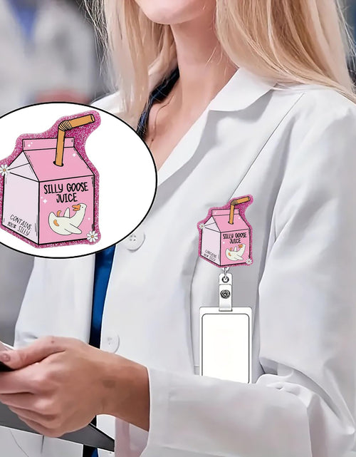 Load image into Gallery viewer, CHAONENG Funny Pink Silly Goose Badge Reel Retractable Clip Medical Nurse ID
