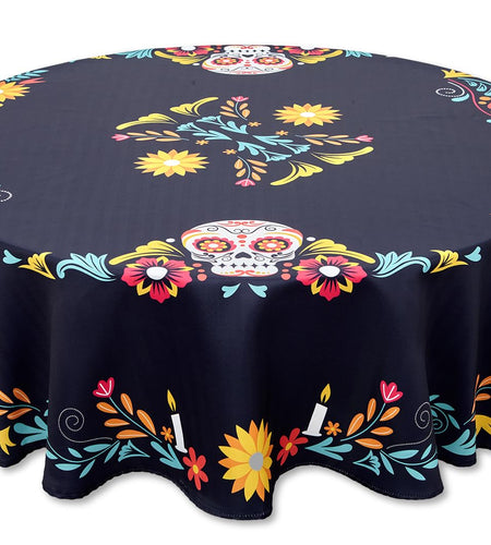 YiHomer Day of The Dead Table Runner Floral Skeleton Mask 14x72