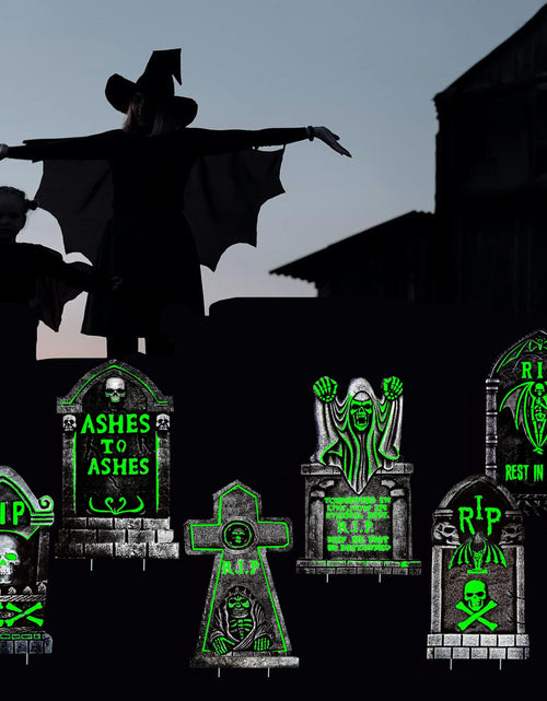 Load image into Gallery viewer, CiniQy Halloween Tombstones 6 Pack Light Up 16.5x11.5" Waterproof Outdoor Decor

