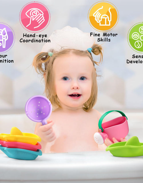 Load image into Gallery viewer, Fajiabao Toddler Bath Toys 6 PCS Colorful Stacking Boat Water Table

