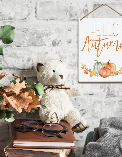 Load image into Gallery viewer, Hello Autumn Rustic Wood Wall Sign Fall Decor Seasonal Harvest Farmhouse
