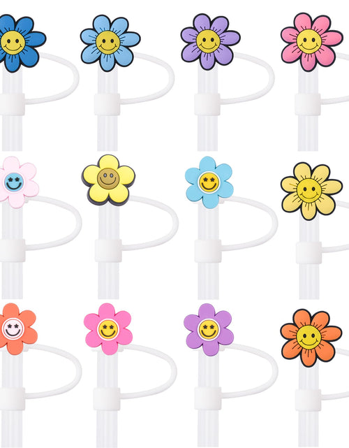 Load image into Gallery viewer, VZDIOR Colorful Flowers Straw Toppers 10mm Red Rose 12 Pack Pack-12A
