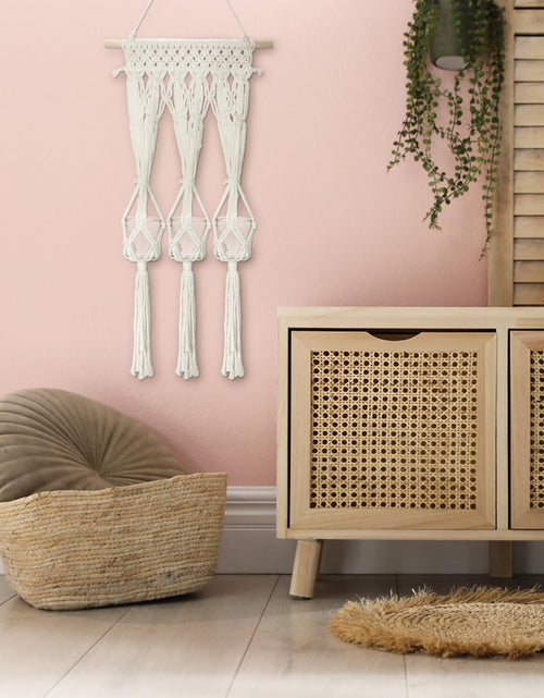 Load image into Gallery viewer, Briful Macrame Wall Hanging Shelf Cream-White with 3 Glass Vases Boho Decor
