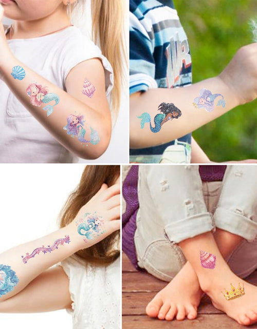 Load image into Gallery viewer, SBOBUY 10 Sheets Yellow Mermaid Temporary Tattoos Birthday Party Supplies
