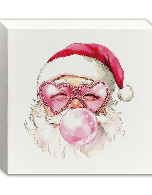 Load image into Gallery viewer, XUNLURY Santa Wooden Box Sign Pink Christmas Decor 5x5 Inch
