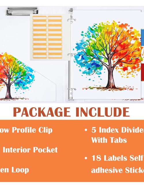 Load image into Gallery viewer, Lattlefnki Cute 3 Ring Binder 1 Inch Round Clipboard White 5 Dividers 8.5x11
