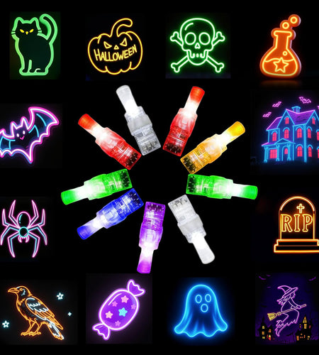 Lnbeyw Halloween Party Favors 72 Pcs Multicolor LED Finger Lights Glow Dark