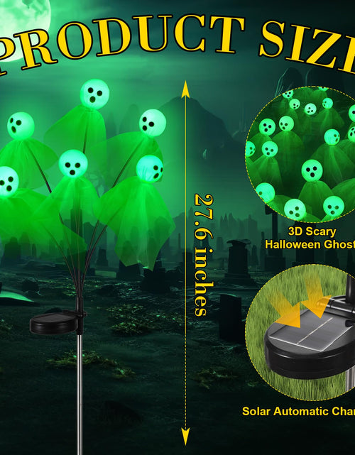 Load image into Gallery viewer, VIHOSE 6 Pack 36 LED Green Solar Halloween Ghost Pathway Lights Outdoor
