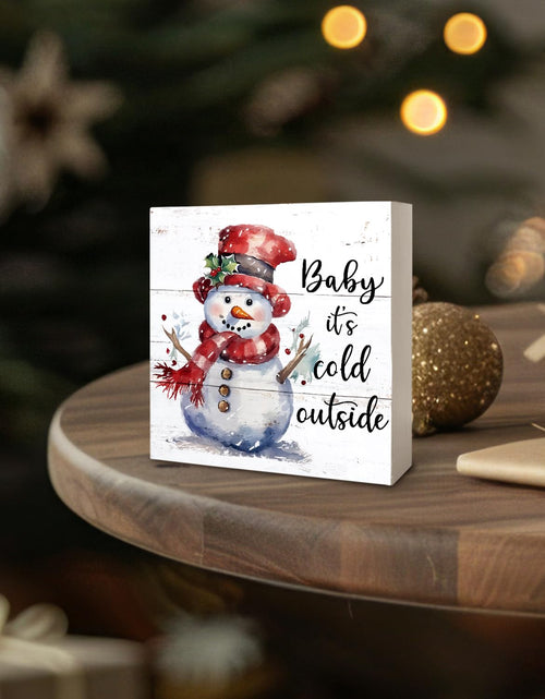 Load image into Gallery viewer, XDFVL Wooden Box Sign Baby It's Cold Outside Snowman Christmas 5x5 Inch
