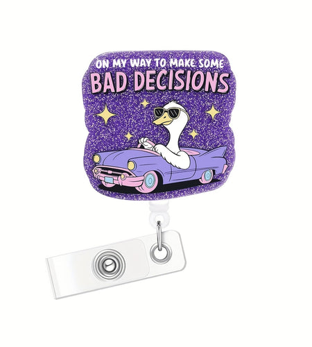 CHAONENG Funny Silly Goose Badge Reel Retractable Clip Medical Nurse Purple