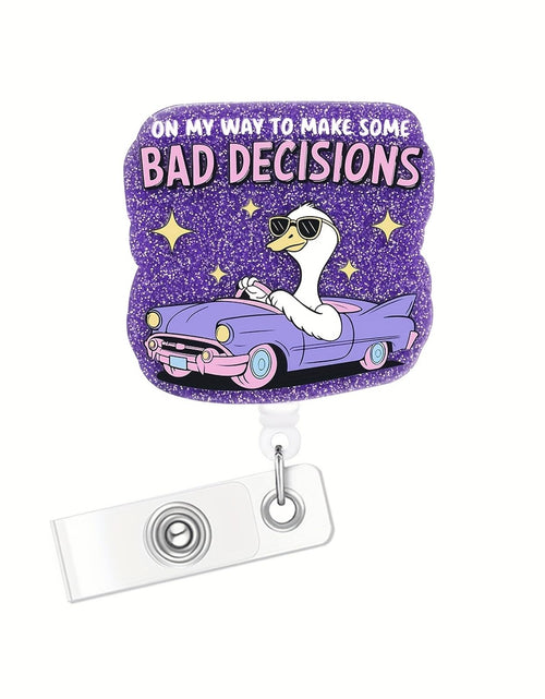 Load image into Gallery viewer, CHAONENG Funny Silly Goose Badge Reel Retractable Clip Medical Nurse Purple
