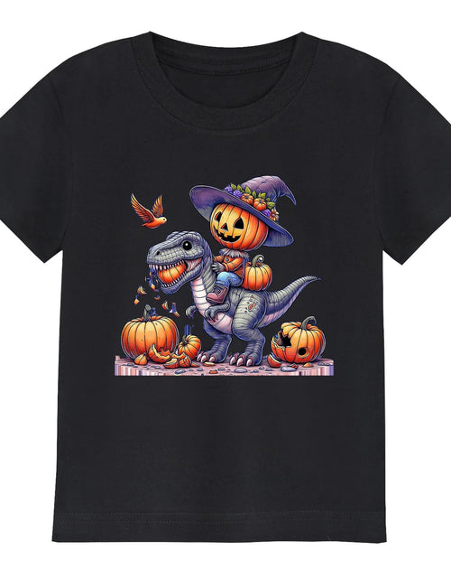 Load image into Gallery viewer, HELLO MEOW Halloween Boys Dinosaur T Shirt Black Cotton Size 3-4T
