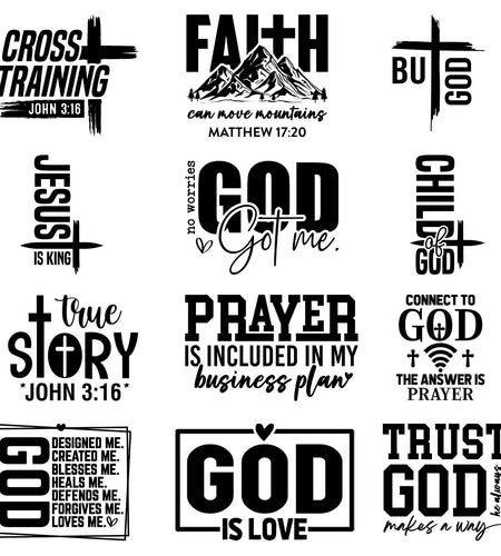 Amazingxy 9Pcs Religious Iron-On Decals DIY Heat Transfer Stickers