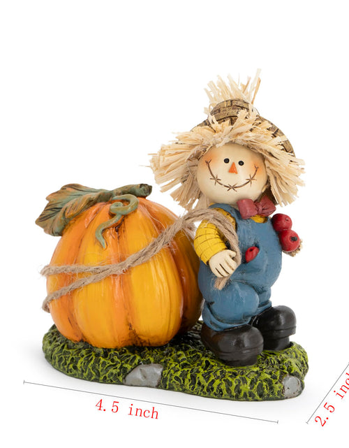 Load image into Gallery viewer, Hodao Thanksgiving Scarecrow Turkey Pumpkin Decor Farmhouse Fall Centerpiece Red

