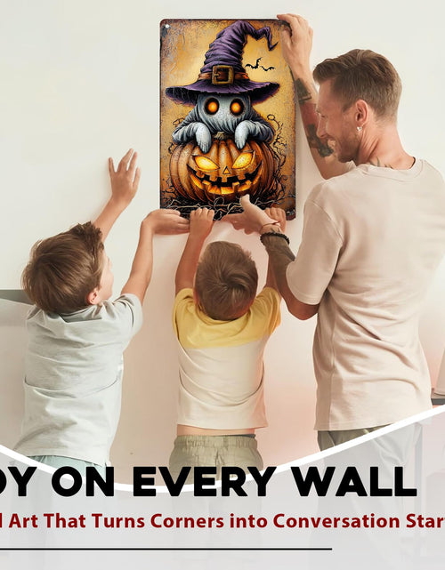 Load image into Gallery viewer, ARTWALLURE Halloween Pumpkin Ghost Vintage Metal Tin Sign 8x12 inch
