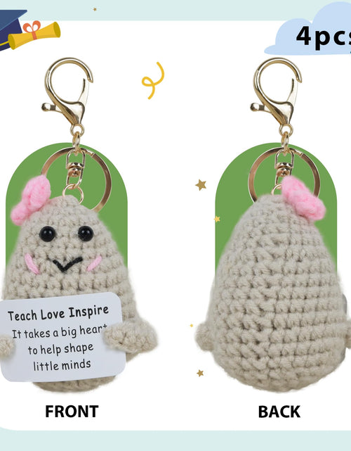 Load image into Gallery viewer, 4pc Inspirational Crochet Potato Keychain Set Green with Organza Bag 2.36"
