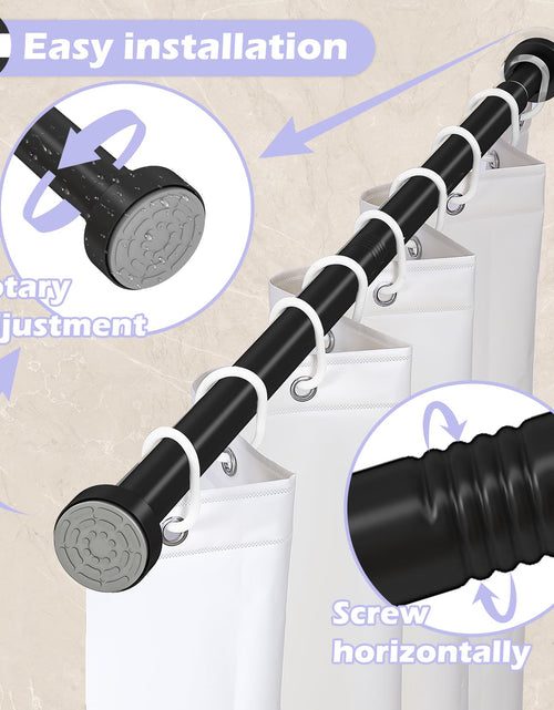 Load image into Gallery viewer, HTZON Adjustable Tension Shower Curtain Rod 34-43in Black Heavy Duty Iron
