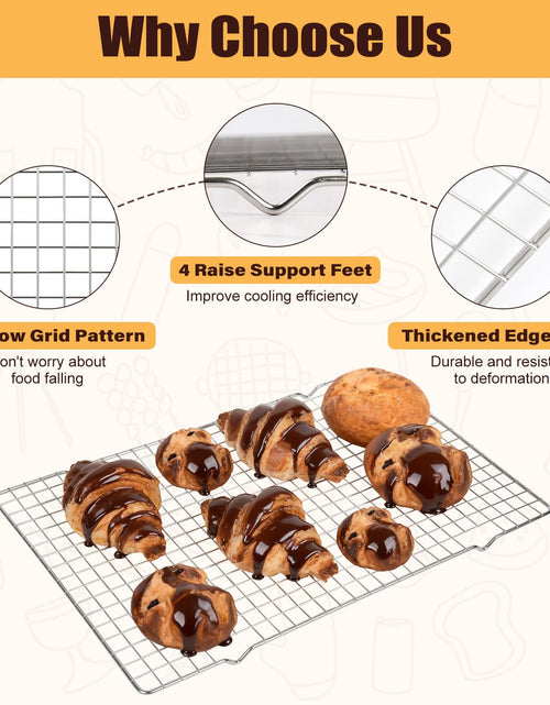 Load image into Gallery viewer, BXKEE Cooling Racks 2 PCS 10x16in Heavy Duty 304 Stainless Steel Silver
