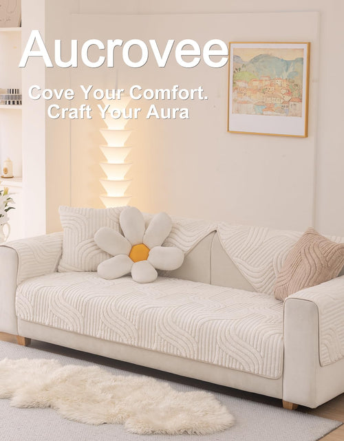 Load image into Gallery viewer, Aucrovee Plush Non Slip Sofa Cover 3 Cushion 36x63 White 1 PCS
