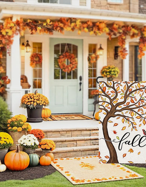 Load image into Gallery viewer, Decorhua Fall Garden Flag Burlap 12x18 Inch Double Sided Thanksgiving Maple Leaf
