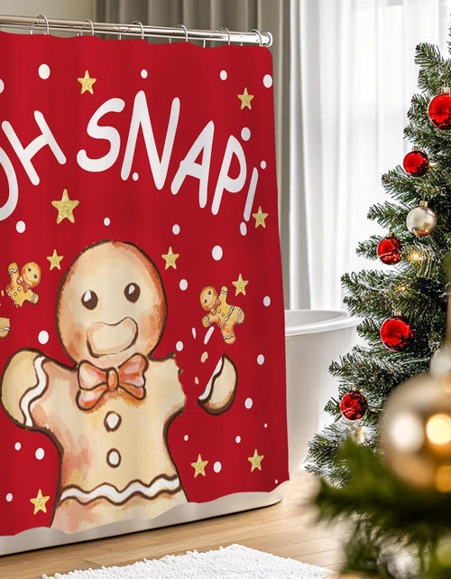 Load image into Gallery viewer, QIONG MENG Gingerbread Christmas Shower Curtain Fabric 71x71 Inch with Hooks
