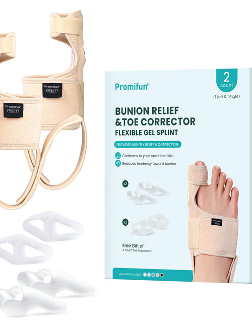 Load image into Gallery viewer, Promifun Bunion Corrector Adjustable Toe Splint Pain Relief Beige 1Pair One Size
