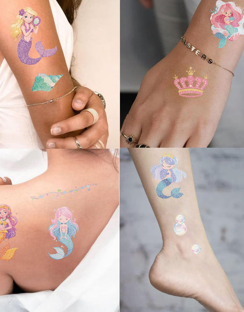 Load image into Gallery viewer, SBOBUY 10 Sheets Yellow Mermaid Temporary Tattoos Birthday Party Supplies
