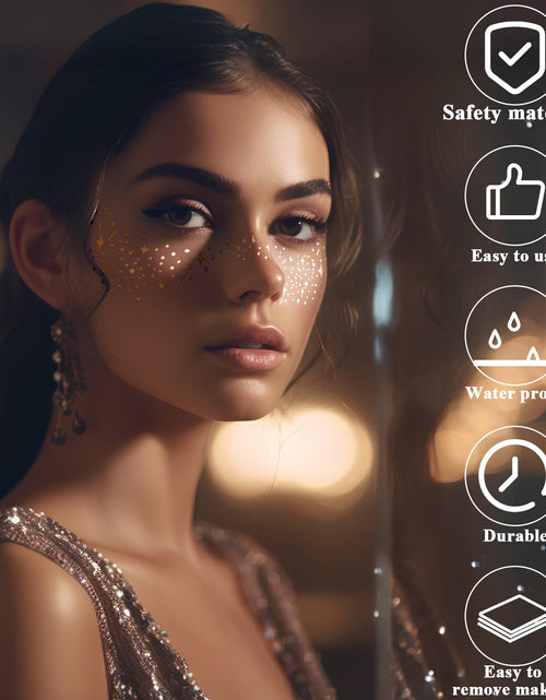Load image into Gallery viewer, Mity Rain Face Glitter Gems Stickers 10 Sheets Star Freckles Single Pattern
