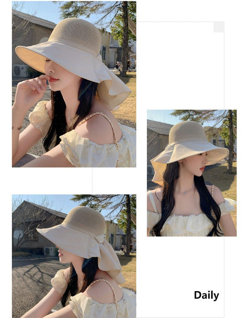 Load image into Gallery viewer, CAOCEFA Womens UPF50 Mesh Sun Hat Wide Brim Neck Flap Off White

