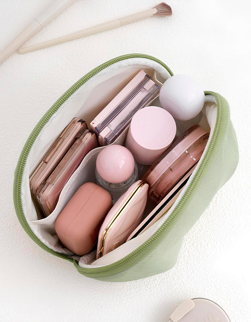 Load image into Gallery viewer, E-Tree Makeup Bag Half Moon Cosmetic Pouch Travel Toiletry Organizer Green
