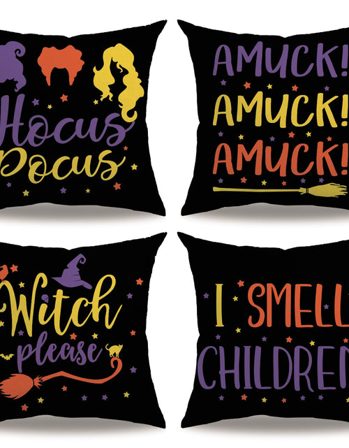 Load image into Gallery viewer, 7COLORROOM Halloween Sanderson Sisters Pillow Covers 18x18 Black 4Pack
