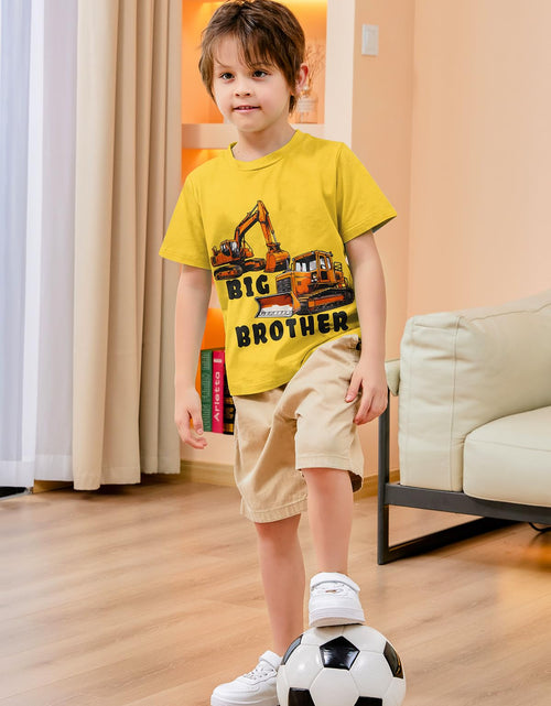 Load image into Gallery viewer, Funnycokid Big Brother Bulldozers Excavator Toddler Shirt Yellow Size 2-3T
