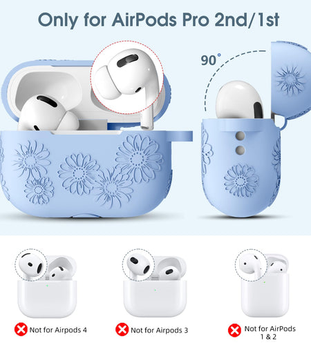 Adorve AirPods Pro Case Cover with Cleaner Kit Soft Silicone Sky Blue