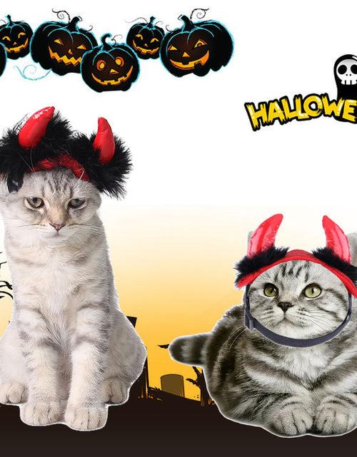 Load image into Gallery viewer, ABLAZEZAI Pet Halloween Devil Horn Headband Adjustable Red Size Large
