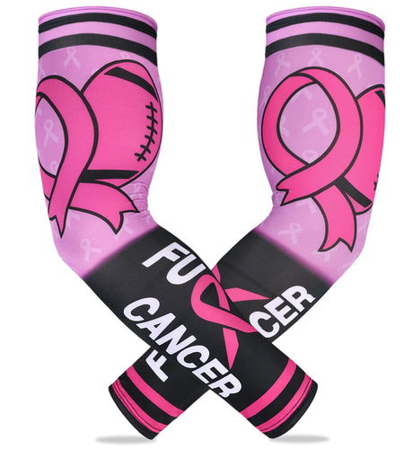 PABOBIT Breast Cancer Awareness Pink Ribbon Arm Sleeve Football 1Pair Size Adult