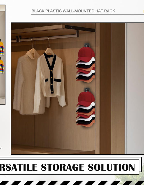 Load image into Gallery viewer, Generic Wall Mounted Hat Rack 2 Pack Adhesive Screw Mount Multilayer Cap Holder
