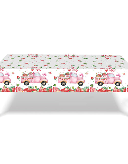 Load image into Gallery viewer, PHOGARY 3 PCS Strawberry Tablecloth Plastic Party Decor Pink 108x54in
