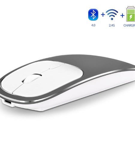 Aluminum alloy dual-mode wireless Bluetooth mouse rechargeable silent infinite computer accessories