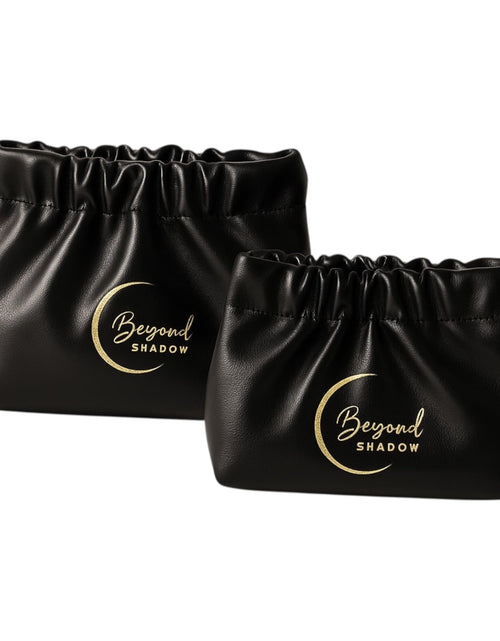 Load image into Gallery viewer, Beyond Shadow Brand Wrinkled 2-Pouch Travel Makeup Bag Black Small &amp; Medium
