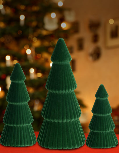 Load image into Gallery viewer, KEASKELL 3pc Dark Green Velvet Christmas Tree Decorations Set
