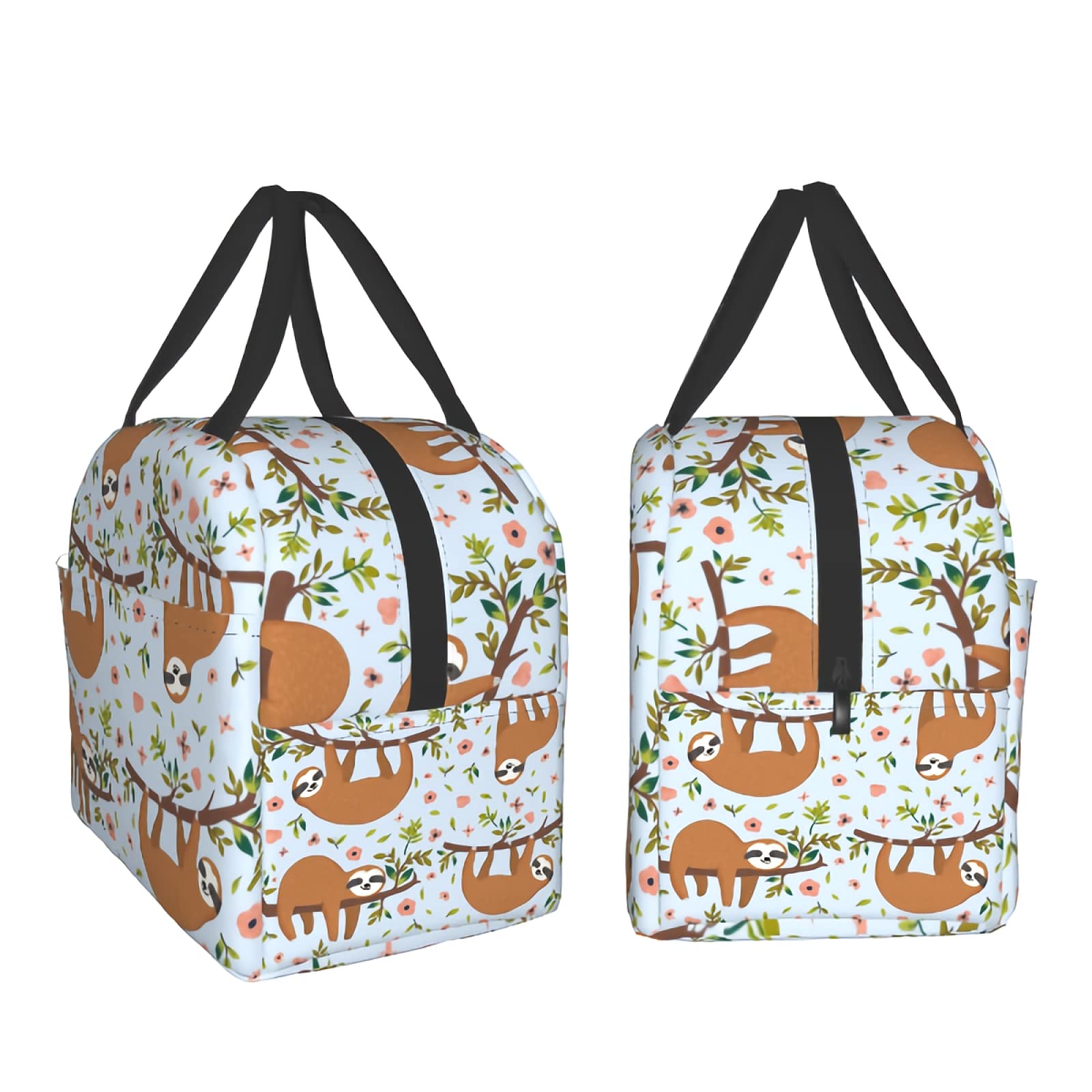 Giwawa Sloth Insulated Lunch Box 8 Capacity Blue Cartoon Animal Flower Trees