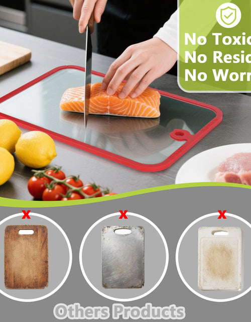 Load image into Gallery viewer, HORIBND Glass Cutting Board Set 2pcs Clear 15x10 Non-Slip Dishwasher Safe
