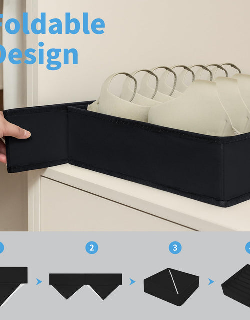 Load image into Gallery viewer, Cupic Cupid Drawer Organizer Set of 4 Foldable Black Closet Dividers
