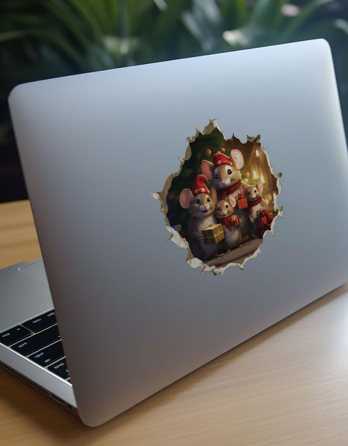 Load image into Gallery viewer, My Wonderful Walls Christmas Family Mouse Hole Decal 3D Effect 5x5 Multi
