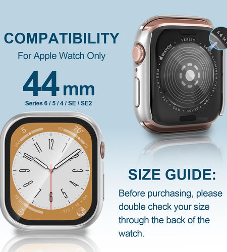 YIJDACASE Apple Watch SE/SE2/SE3 Series 4-6 44mm Silver Case Cover