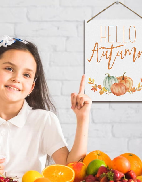 Load image into Gallery viewer, Hello Autumn Rustic Wood Wall Sign Fall Decor Seasonal Harvest Farmhouse
