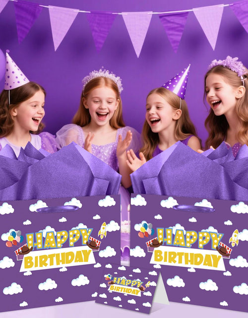 Load image into Gallery viewer, Purple Cloud Birthday Gift Bag with Card &amp; Tissue Party Baby Shower Decorations
