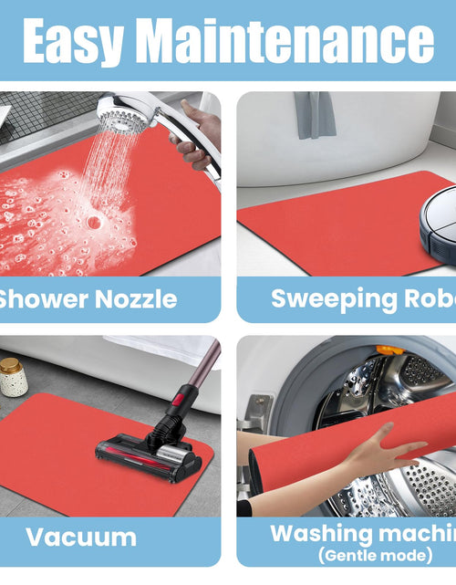 Load image into Gallery viewer, PROOVEELLY Diatomaceous Earth Bath Mat Non Slip Quick Dry Red 15.7x35.4
