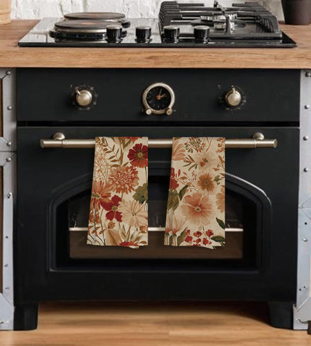 Sviojuce Vintage Fall Pumpkin Oak Leaf Kitchen Towels 16x24 Beige Set of 2