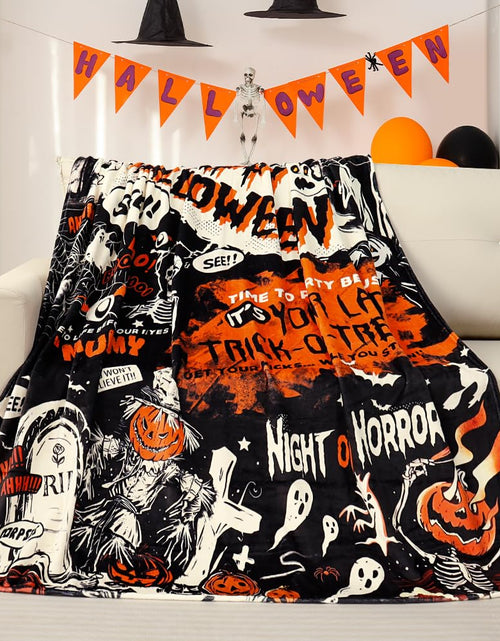 Load image into Gallery viewer, Tupmnbry Halloween Pumpkin Ghost Cat Throw Blanket Flannel 50x60
